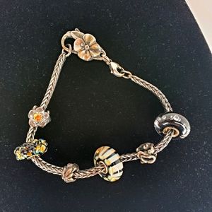 Trollbeads Sterling Silver Bracelet with 6 beads